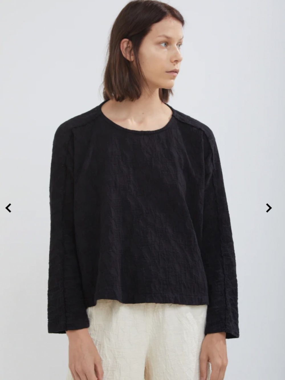 Black Crane Jacquard Top - XS